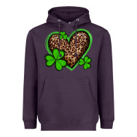 Plum st patricks day leopard heart with shamrocks Heavyweight Hoodie - Artiststas