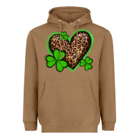 Toasted Coconut st patricks day leopard heart with shamrocks Heavyweight Hoodie - Artiststas