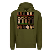 Army Green melanin rised fist seamless pattern Premium Hoodie - BundleAndBundleShop