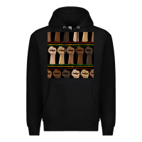Black melanin rised fist seamless pattern Premium Hoodie - BundleAndBundleShop