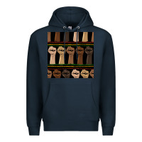 Navy melanin rised fist seamless pattern Premium Hoodie - BundleAndBundleShop