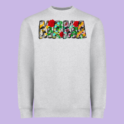 Floral Animal Print Mama Heavyweight Sweatshirt Designed By Cowhidedigitalart