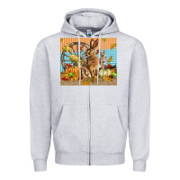 Heather Grey fall rabbit  mousepad Zipper Hoodie - LillyAllenDesigns
