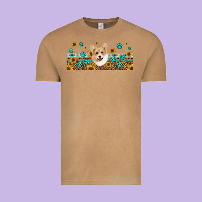 Western Corgi Dog Vintage Tee Designed By Jasminsmagicworld
