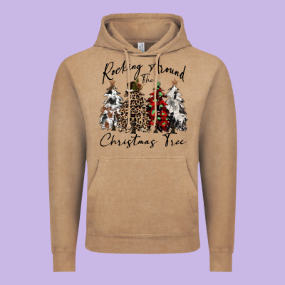 Rocking Around The Christmas Tree Vintage Hoodie Designed By Cowgirlartshop