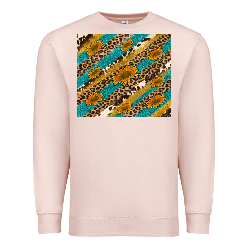Leopard Cowhide  Leather Sunflowers Premium Sweatshirt by Artiststas | Teevron