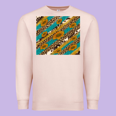 Leopard Cowhide  Leather Sunflowers Premium Sweatshirt Designed By Artiststas