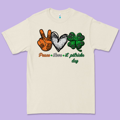 Peace Love St Patrick's Day Premium Tee Designed By Bettercallsaul