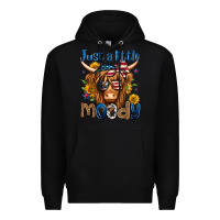 Black just a little moody 4th of july long haired cow Premium Hoodie - Jasminsmagicworld