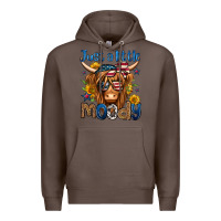 Coffee just a little moody 4th of july long haired cow Premium Hoodie - Jasminsmagicworld