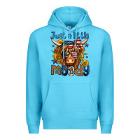 Ocean Blue just a little moody 4th of july long haired cow Premium Hoodie - Jasminsmagicworld
