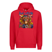 Red just a little moody 4th of july long haired cow Premium Hoodie - Jasminsmagicworld