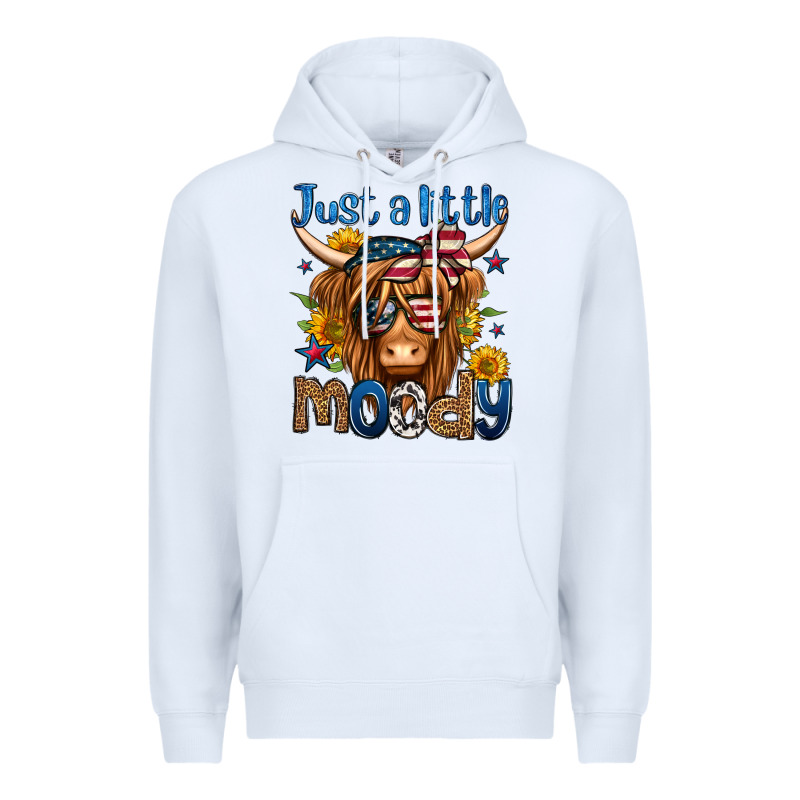 Just A Little Moody 4th Of July Long Haired Cow Premium Hoodie by Jasminsmagicworld | Teevron
