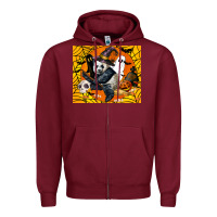 Burgundy panda halloween Zipper Hoodie - LillyAllenDesigns