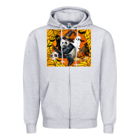 Heather Grey panda halloween Zipper Hoodie - LillyAllenDesigns