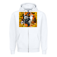 White panda halloween Zipper Hoodie - LillyAllenDesigns