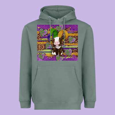 Mardi Gras Cow Heavyweight Hoodie Designed By Artiststas