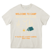 Cream welcome to camp quitcherbitchin camping camp quitcherbitchin Heavy Core Tee - minhPixels
