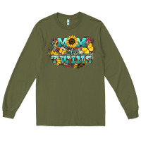 Army Green Mom of twins sunflower mothers day Long Sleeve Tee - HowdyJamesFarm