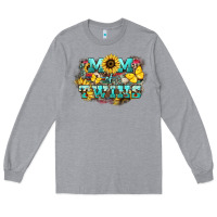 Heather Grey Mom of twins sunflower mothers day Long Sleeve Tee - HowdyJamesFarm