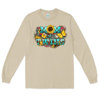 Mushroom Mom of twins sunflower mothers day Long Sleeve Tee - HowdyJamesFarm
