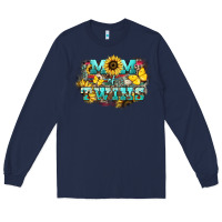Navy Mom of twins sunflower mothers day Long Sleeve Tee - HowdyJamesFarm