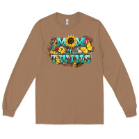 Toasted Coconut Mom of twins sunflower mothers day Long Sleeve Tee - HowdyJamesFarm