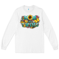 White Mom of twins sunflower mothers day Long Sleeve Tee - HowdyJamesFarm