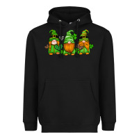 Black st patricks day gnomes with western hearts and shamrocks Heavyweight Hoodie - Artiststas