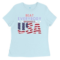 Baby Blue Usa Beat Everybody Ladies Tee - Bettercallsaul