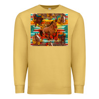 Antique Gold galloping horse serape sunflowers turquoise and saddles Premium Sweatshirt - Artiststas