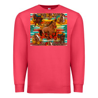 Cardinal galloping horse serape sunflowers turquoise and saddles Premium Sweatshirt - Artiststas