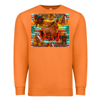 Carrot galloping horse serape sunflowers turquoise and saddles Premium Sweatshirt - Artiststas