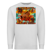 Dove Grey galloping horse serape sunflowers turquoise and saddles Premium Sweatshirt - Artiststas