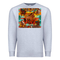 Heather Grey galloping horse serape sunflowers turquoise and saddles Premium Sweatshirt - Artiststas