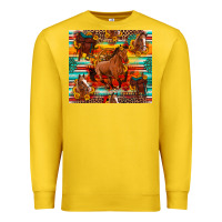 Lemon galloping horse serape sunflowers turquoise and saddles Premium Sweatshirt - Artiststas