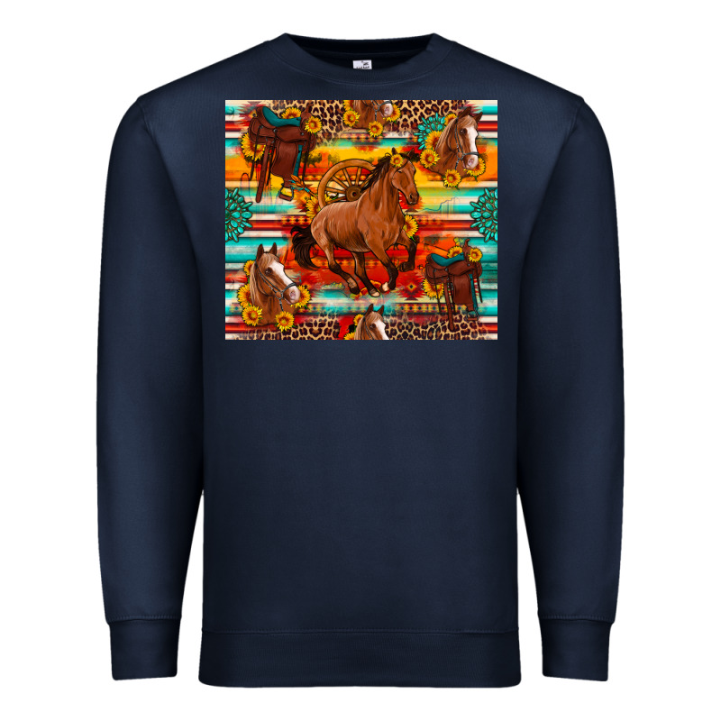 Galloping Horse Serape Sunflowers Turquoise And Saddles Premium Sweatshirt by Artiststas | Teevron