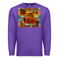 Purple galloping horse serape sunflowers turquoise and saddles Premium Sweatshirt - Artiststas