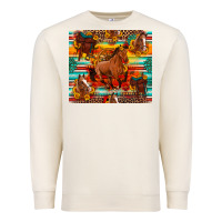 Sandshell galloping horse serape sunflowers turquoise and saddles Premium Sweatshirt - Artiststas