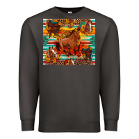Smoke galloping horse serape sunflowers turquoise and saddles Premium Sweatshirt - Artiststas