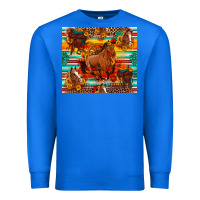 True Royal galloping horse serape sunflowers turquoise and saddles Premium Sweatshirt - Artiststas