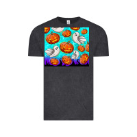Vintage Black halloween pumpkins with ghosts Vintage Tee - TumblerDesignByShophia