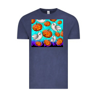 Vintage Denim halloween pumpkins with ghosts Vintage Tee - TumblerDesignByShophia