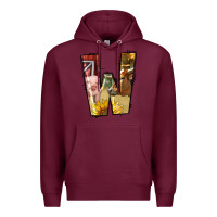 Burgundy farm life alphabet lowercase letters w Premium Hoodie - BundleAndBundleShop