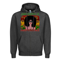 Charcoal Heather juneteenth is independence Zipper Hoodie - SublimationCraftShop