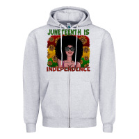 Heather Grey juneteenth is independence Zipper Hoodie - SublimationCraftShop