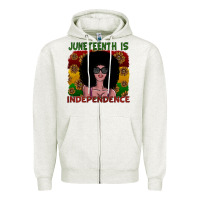 Oatmeal Heather juneteenth is independence Zipper Hoodie - SublimationCraftShop