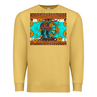 Antique Gold cowboy boots and sunflowers turquoise leopard background Premium Sweatshirt - Artiststas