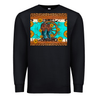 Black cowboy boots and sunflowers turquoise leopard background Premium Sweatshirt - Artiststas