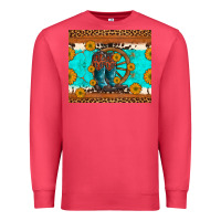 Cardinal cowboy boots and sunflowers turquoise leopard background Premium Sweatshirt - Artiststas
